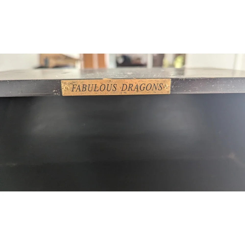 Danbury Mint Fabulous Dragons Black Wood Coffin Display Shelf Curio Cabinet
